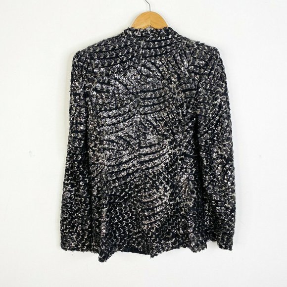 Zara Basic Collection Womens Black Embroidered Sequin Blazer Jacket Size Medium - Picture 2 of 6
